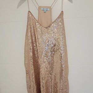 She + Sky rose gold sequined mini dress size L